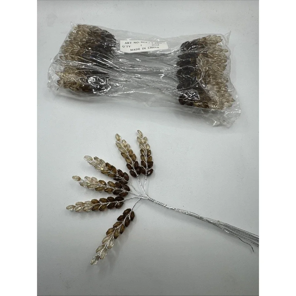 72 Mini Acrylic Flower Spray Wheat Craft Embellishment Centerpiece Wedding Brown